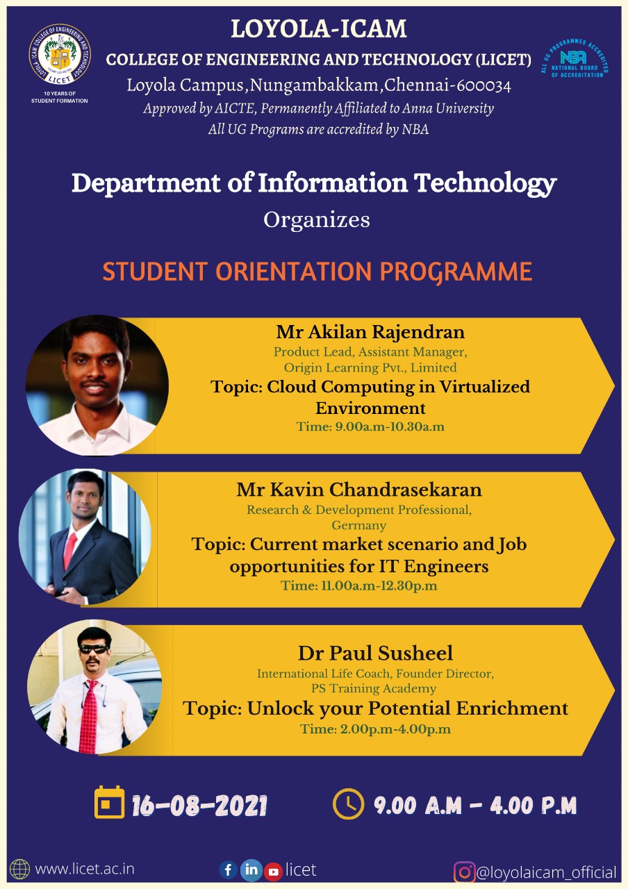 Student Orientation Programme 2021 – LICET