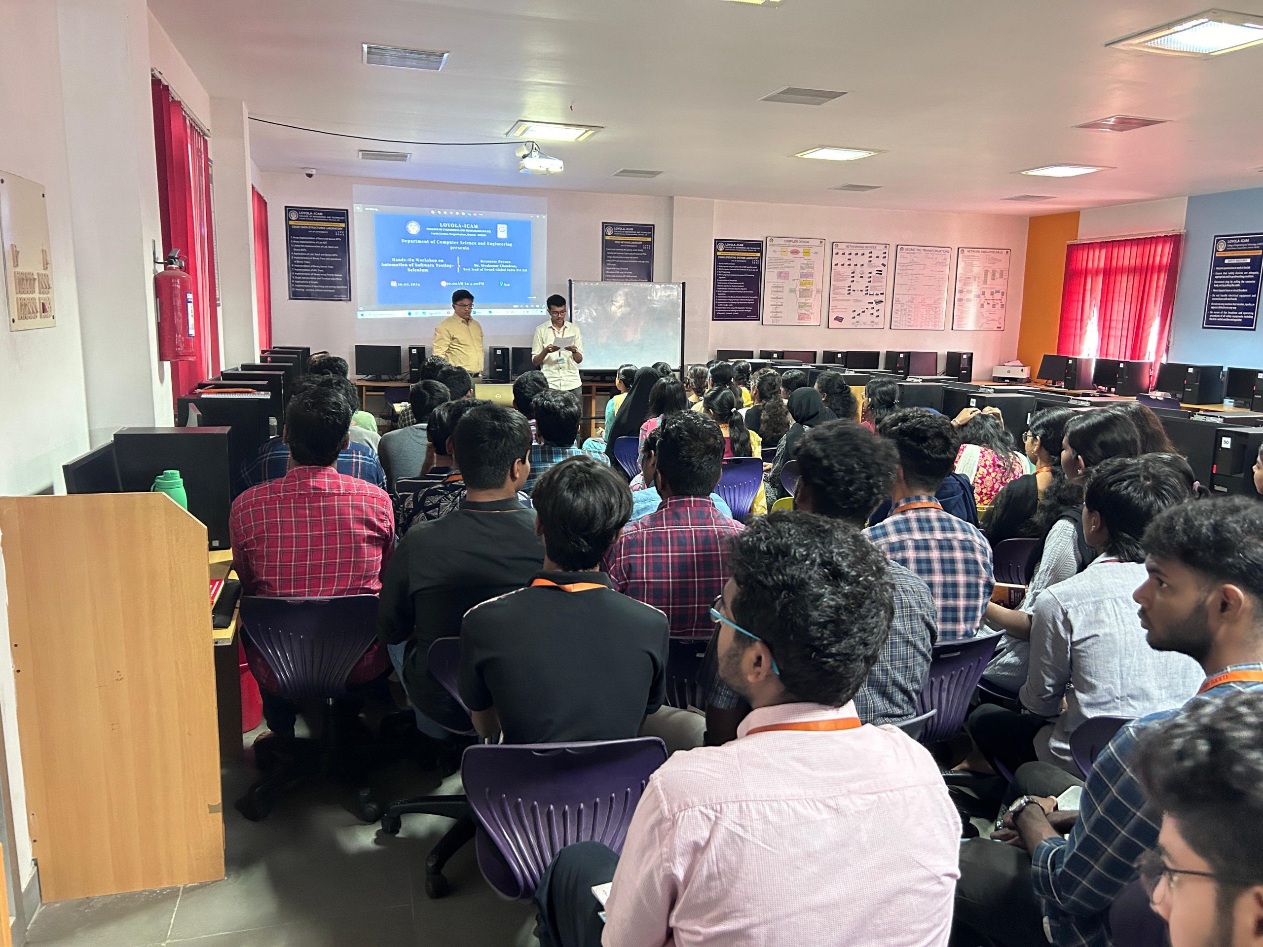 The Department of Computer Science and Engineering organized a Hands-on Workshop on Automation of Software Testing-Selenium for third year students. Mr SivaKumar Chandran from Test Lead of Sword Global India Pvt.Ltd. was the speaker on 10th Feb 2024.